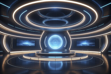 弯曲室内未来科技感展台