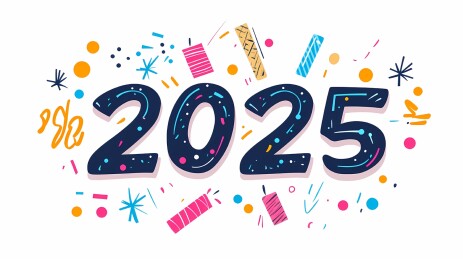 白底新年插画主题2025海报背景