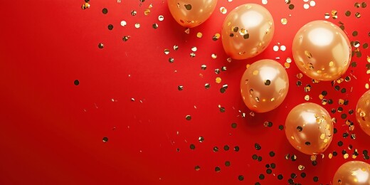 节日喜庆开业庆典红色平面金蛋3D立体插画