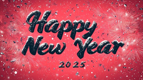 烟花和2025年新年快乐插画海报背景