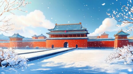 立冬冬天自然风景插画