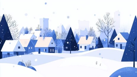 立冬冬天自然风景插画