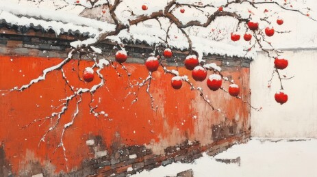 立冬冬天自然风景插画