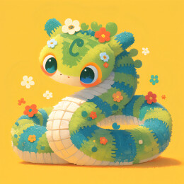 一条可爱的毛茸茸的蛇