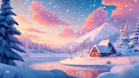 立冬冬天自然风景插画