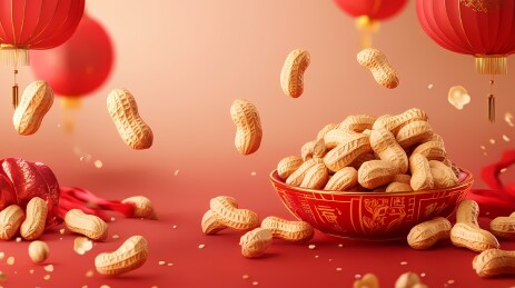 传统中国新年好事花生海报背景