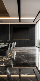 奢华黑色金色装修会议室办公室3D立体插画