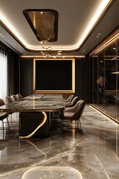 奢华黑色金色装修会议室办公室3D立体插画