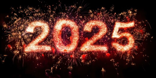 新年夜晚烟花焰火数字20253D立体插画