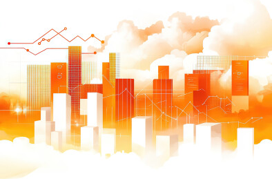 城市天际线和股票金融概念