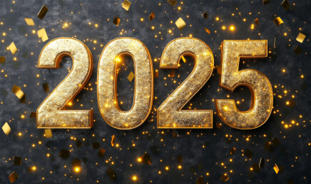 2025年跨年新年金色字体黑色背景