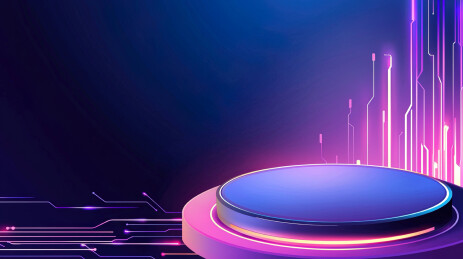 太空风赛博朋克室内展台促销背景