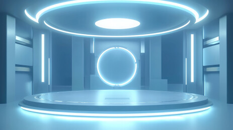 太空风极简室内展台促销背景