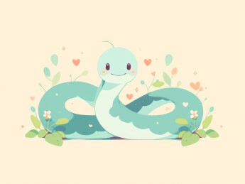 扁平插画风格可爱小蛇春节