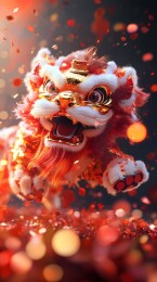 传统中国新年舞狮插画海报背景