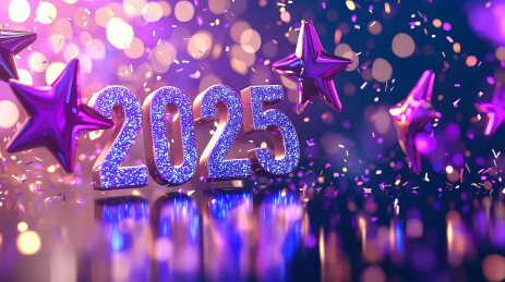 星星与五彩纸屑背景2025新年海报