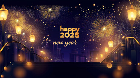 紫色烟花背景2025新年海报