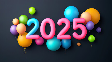 彩色气球2025年新年海报