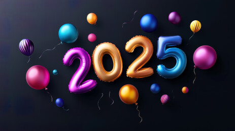 彩色气球2025年新年海报