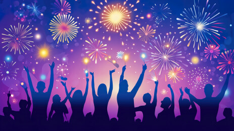 人群聚会欢庆新年插画