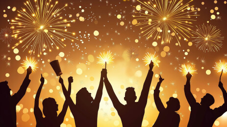 人群聚会欢庆新年插画