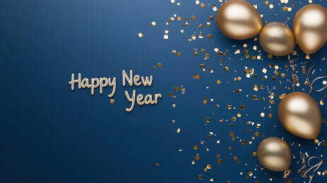 蓝色背景金色气球新年背景壁纸