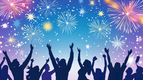 人群聚会欢庆新年插画