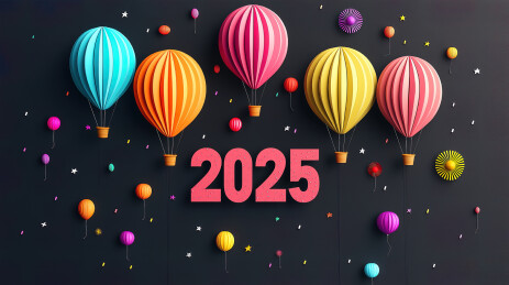 彩色气球2025年新年海报