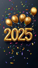 金色气球2025年新年海报