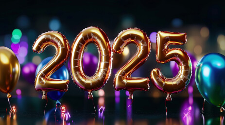 彩色气球2025年新年海报