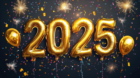 金色气球2025年新年海报