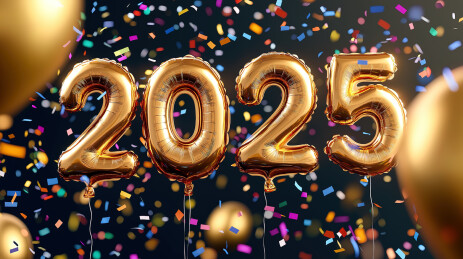 金色气球2025年新年海报