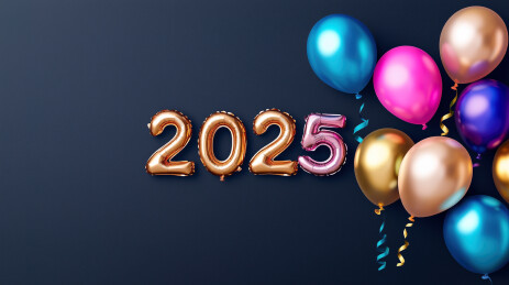 彩色气球2025年新年海报