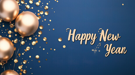 蓝色背景金色气球新年背景壁纸