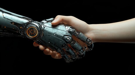 人机友好握手瞬间