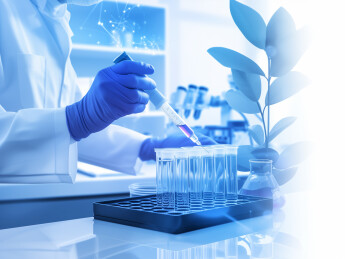 手持针管试管进行化学生物实验创意场景插画