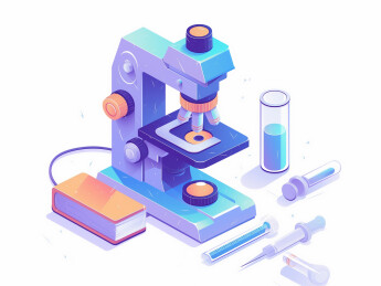 光学显微镜化学生物实验仪器场景插画