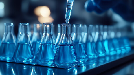 在实验室内正在往试管内加注试剂