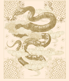 蛇踩祥云 蛇年春节插画