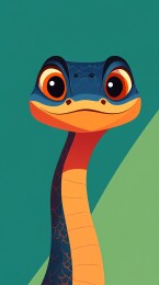 传统动画风格微笑的蛇插画海报背景