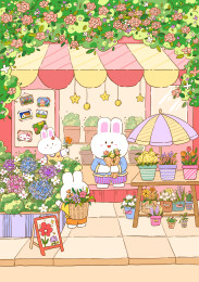 兔子春日花店插画