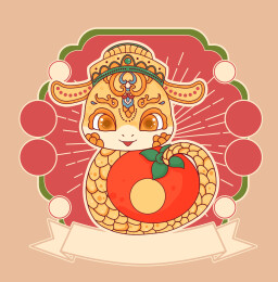 蛇年五福福禄寿蛇形象