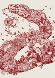 蛇舞新春 蛇年春节插画海报