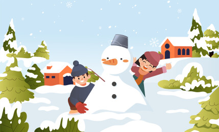 孩子在雪地里玩耍