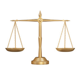 白色背景下的金色天平