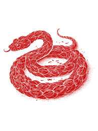 中国传统新年叶子茶叶蛇喜庆吉祥插图元素