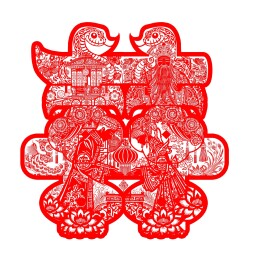 2025年-蛇年双喜剪纸插画