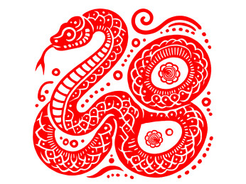 蛇年春节剪纸风装饰画
