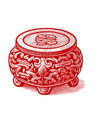 中国传统复古仿古中式圆凳古典凳子插画素材