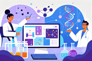 DNA基因工程 医疗实验室创意插画